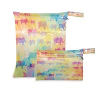 JUMBEAR Juego de bolsas húmedas y secas con diseño de hojas de flores vintage, impermeables, reutilizables, para viajes, playa, bebé, pañales, bolsas húmedas y secas, organizador con dos bolsillos con