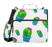 JUMBEAR Linda carpeta con cremallera de cactus con correa para el hombro, juntas tóricas de 1.5 pulgadas, carpeta de archivos expandible, múltiples bolsillos, capacidad para 600 hojas