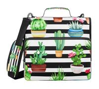 JUMBEAR Linda carpeta con cremallera de cactus con correa para el hombro, juntas tóricas de 1.5 pulgadas, carpeta de archivos expandible, múltiples bolsillos, capacidad para 600 hojas