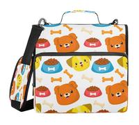 JUMBEAR Linda carpeta con cremallera de caras de perro de dibujos animados con correa para el hombro, juntas tóricas de 1.5 pulgadas, carpeta de archivos expandible, múltiples bolsillos, capacidad
