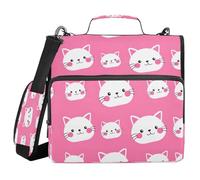 JUMBEAR Linda carpeta con cremallera de gato con correa para el hombro, juntas tóricas de 1.5 pulgadas, carpeta de archivos expandible, múltiples bolsillos, capacidad para 600 hojas