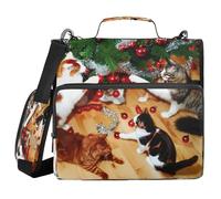 JUMBEAR Linda carpeta con cremallera de gato con correa para el hombro, juntas tóricas de 1.5 pulgadas, carpeta de archivos expandible, múltiples bolsillos, capacidad para 600 hojas