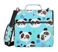 JUMBEAR Linda carpeta con cremallera de panda de dibujos animados con correa para el hombro, juntas tóricas de 1.5 pulgadas, carpeta de archivos expandible, múltiples bolsillos, capacidad para 600