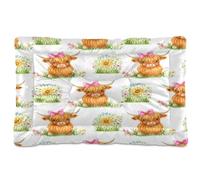 JUMBEAR Linda vaca de las tierras altas con pajarita para mascotas, colchón antideslizante para jaula de perro, tapete para gatos y perros, camas suaves y cómodas para gatos y perros que duermen 24 x