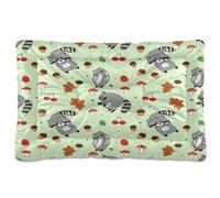 JUMBEAR Lindas alfombrillas de cama para mascotas con diseño de mapache de dibujos animados, parte inferior antideslizante, colchón para gatos y perros, cama suave y cómoda para gatos y perros que