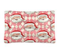 JUMBEAR Lindas alfombrillas de cama para mascotas con diseño de Papá Noel, parte inferior antideslizante, colchón para gatos y perros, camas suaves y cómodas para gatos y perros que duermen de 36 x 24