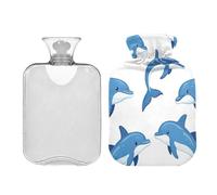 JUMBEAR Lindas bolsas de agua caliente con funda suave, bolsa de agua caliente para aliviar el dolor, 2 L, para manos y pies, bolsas de agua caliente para dormir cómodamente