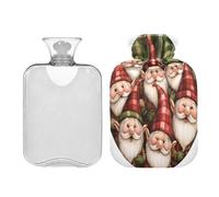 JUMBEAR Lindas bolsas de agua caliente de gnomos de Navidad con cubierta suave, bolsa de agua caliente para aliviar el dolor, 2 L, para manos y pies, bolsas de agua caliente para dormir cómodamente