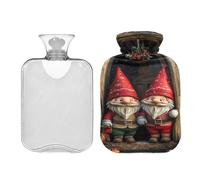 JUMBEAR Lindas bolsas de agua caliente de gnomos de Navidad con cubierta suave, bolsa de agua caliente para aliviar el dolor, 2 L, para manos y pies, bolsas de agua caliente para dormir cómodamente