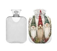 JUMBEAR Lindas bolsas de agua caliente de gnomos de Navidad con cubierta suave, bolsa de agua caliente para aliviar el dolor, 1 litro, para manos y pies, bolsas de agua caliente para dormir