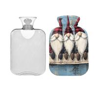 JUMBEAR Lindas bolsas de agua caliente de gnomos de Navidad con cubierta suave, bolsa de agua caliente para aliviar el dolor, 2 L, para manos y pies, bolsas de agua caliente para dormir cómodamente