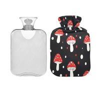 JUMBEAR Lindas bolsas de agua caliente de hongos con cubierta suave, bolsa de agua caliente para aliviar el dolor, 1 litro, para manos y pies, bolsas de agua caliente para dormir cómodamente