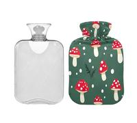 JUMBEAR Lindas bolsas de agua caliente de hongos con cubierta suave, bolsa de agua caliente para aliviar el dolor, 2 L, para manos y pies, bolsas de agua caliente para dormir cómodamente