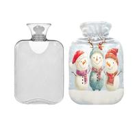 JUMBEAR Lindas bolsas de agua caliente de muñeco de nieve de Navidad con cubierta suave, bolsa de agua caliente para aliviar el dolor, 2 L, para manos y pies, bolsas de agua caliente para dormir