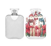 JUMBEAR Lindas bolsas de agua caliente de muñeco de nieve de Navidad con cubierta suave, bolsa de agua caliente para aliviar el dolor, 2 L, para manos y pies, bolsas de agua caliente para dormir