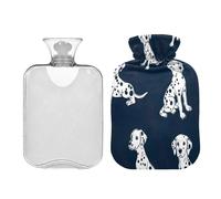 JUMBEAR Lindas bolsas de agua caliente para perros manchados con cubierta suave, bolsa de agua caliente para aliviar el dolor, 1 litro, para manos y pies, bolsas de agua caliente para dormir