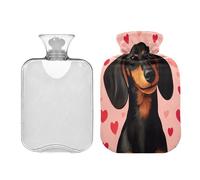 JUMBEAR Lindas bolsas de agua caliente para perros salchicha con cubierta suave, bolsa de agua caliente para aliviar el dolor, 2 L, para manos y pies, bolsas de agua caliente para dormir cómodamente