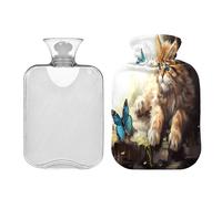 JUMBEAR Lindas botellas de agua caliente con cubierta de terciopelo, bolsa de agua caliente de 2 L para aliviar el dolor cálido y terapia de calor frío, regalos cálidos en invierno, apto para niños y