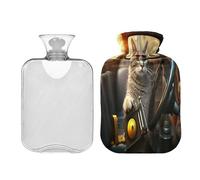 JUMBEAR Lindas botellas de agua caliente con funda de terciopelo, bolsa de agua caliente de 2 L para alivio del dolor cálido y terapia de calor frío, regalos cálidos en invierno, apto para niños y