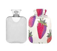 JUMBEAR Lindas botellas de agua caliente con funda suave, bolsa de agua caliente para aliviar el dolor, 2 L, para manos y pies, bolsas de agua caliente para dormir cómodamente