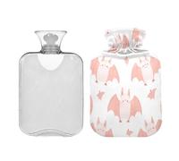 JUMBEAR Lindas botellas de agua caliente de murciélagos de Halloween con cubierta suave, bolsa de agua caliente para aliviar el dolor, 2 L, para manos y pies, bolsas de agua caliente para dormir