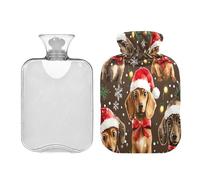 JUMBEAR Lindas botellas de agua caliente de Navidad para cachorros con cubierta suave, bolsa de agua caliente para aliviar el dolor, 1 litro, para manos y pies, bolsas de agua caliente para dormir
