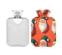 JUMBEAR Lindas botellas de agua caliente de Papá Noel con cubierta suave, bolsa de agua caliente para aliviar el dolor, 2 L, para manos y pies, bolsas de agua caliente para dormir cómodamente