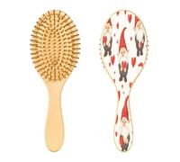 JUMBEAR Lindo cepillo de pelo de gnomos, cepillo de madera de bambú para masajear el cuero cabelludo, para todos los peinados, reduce los enredos y la rotura del cabello, promueve el crecimiento del