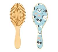 JUMBEAR Lindo cepillo de pelo de perro, cepillo de madera de bambú para masajear el cuero cabelludo, para todos los peinados, reduce los enredos y la rotura del cabello, promueve el crecimiento del