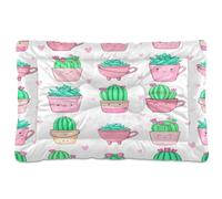 JUMBEAR Lindos tapetes de cama para mascotas con diseño de cactus en maceta, parte inferior antideslizante, colchón para gatos y perros, camas suaves y cómodas para gatos y perros que duermen de 36 x