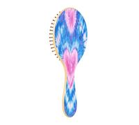 JUMBEAR Love Heart - Cepillo de pelo con teñido anudado, masajeador de madera de bambú para todos los peinados, reduce los enredos y la rotura del cabello, promueve el crecimiento del cabello