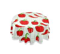 JUMBEAR Mantel redondo de poliéster redondo de chile rojo, hermoso mantel resistente al agua, a prueba de derrames, mantel grande para comedor, cocina, fiesta, 60 pulgadas