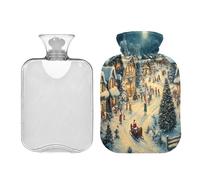 JUMBEAR Merry Christmas - Bolsas de agua caliente con cubierta suave, bolsa de agua caliente para aliviar el dolor, 2 L, para manos y pies, bolsas de agua caliente para dormir cómodamente