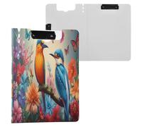 JUMBEAR Portapapeles con diseño de pájaro azul y naranja que habita árboles, tamaño A4, con doble clip, tablero plegable con cubierta, organizador personal ligero, adecuado para hospitales, oficinas