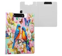JUMBEAR Portapapeles con diseño de pájaro azul y naranja que habita árboles, tamaño A4, con doble clip, tablero plegable con cubierta, organizador personal ligero, adecuado para hospitales, oficinas