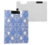 JUMBEAR Portapapeles con patrón de mandala azul y blanco A4 con clips dobles, tablero plegable con tapa, organizador personal ligero adecuado para hospitales, oficinas, escuelas, negocios, suministros