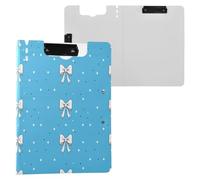 JUMBEAR Portapapeles de corbatín azul A4 con clips dobles, tablero plegable con tapa, organizador personal ligero adecuado para hospitales, oficina, escuela, negocios, suministros de aula