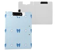 JUMBEAR Portapapeles de corbatín azul A4 con clips dobles, tablero plegable con tapa, organizador personal ligero adecuado para hospitales, oficina, escuela, negocios, suministros de aula