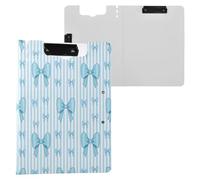 JUMBEAR Portapapeles de corbatín azul A4 con clips dobles, tablero plegable con tapa, organizador personal ligero adecuado para hospitales, oficina, escuela, negocios, suministros de aula