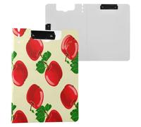 JUMBEAR Portapapeles de manzanas rojas A4 con clips dobles, tablero plegable con tapa, organizador personal ligero adecuado para hospital, oficina, escuela, negocios, suministros de aula
