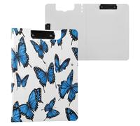 JUMBEAR Portapapeles de mariposa azul A4 con clips dobles, tablero plegable con tapa, organizador personal ligero adecuado para hospital, oficina, escuela, negocios, suministros de aula