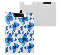 JUMBEAR Portapapeles de mariposa azul A4 con clips dobles, tablero plegable con tapa, organizador personal ligero adecuado para hospital, oficina, escuela, negocios, suministros de aula