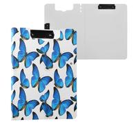 JUMBEAR Portapapeles de mariposa azul A4 con clips dobles, tablero plegable con tapa, organizador personal ligero adecuado para hospital, oficina, escuela, negocios, suministros de aula