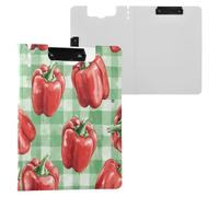 JUMBEAR Portapapeles de pimientos rojos A4 con clips dobles, tablero plegable con tapa, organizador personal ligero adecuado para hospital, oficina, escuela, negocios, suministros de aula