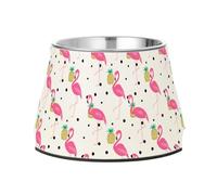 JUMBEAR Pretty Flamingo - Cuencos de acero inoxidable para perros, comida y agua, antideslizantes, para cachorros pequeños, medianos y grandes