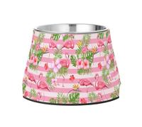 JUMBEAR Pretty Flamingo - Cuencos de acero inoxidable para perros, comida y agua, antideslizantes, para cachorros pequeños, medianos y grandes