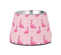 JUMBEAR Pretty Flamingo - Cuencos de acero inoxidable para perros, comida y agua, antideslizantes, para cachorros pequeños, medianos y grandes