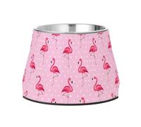 JUMBEAR Pretty Flamingo - Cuencos de acero inoxidable para perros, comida y agua, antideslizantes, para cachorros pequeños, medianos y grandes