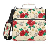 JUMBEAR Red Rose (2) Carpeta con cremallera con correa para el hombro, juntas tóricas de 1.5 pulgadas, carpeta de archivos expandible, múltiples bolsillos, capacidad para 600 hojas