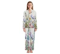 JUMBEAR Spring Flowers - Conjunto de pijama de manga larga con botones y pantalones de longitud completa, ropa de dormir suave para dormir, a, XXL